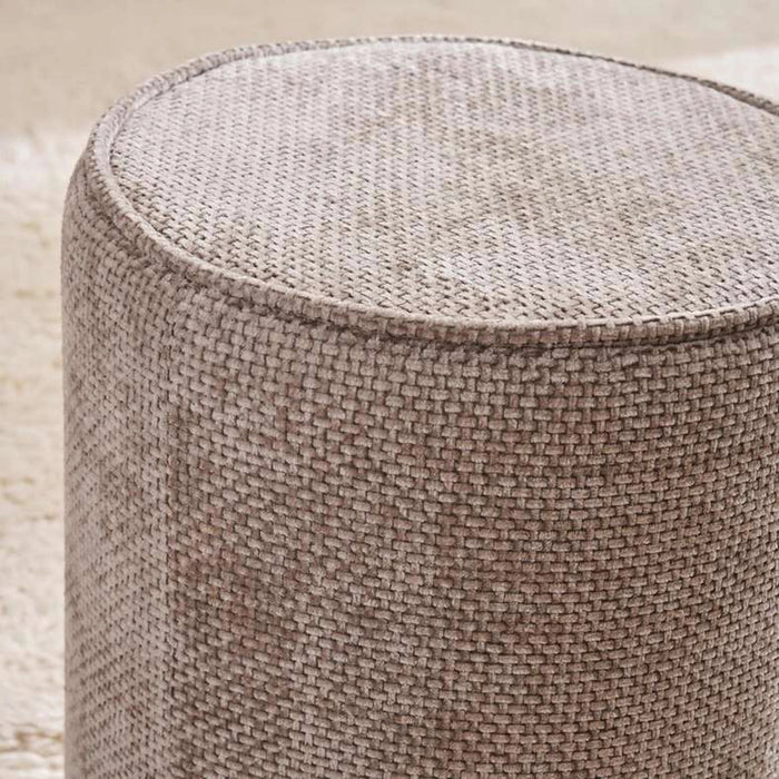 Savannah Polyester Chenile Pouf 38Cm - Taupe Pan Home