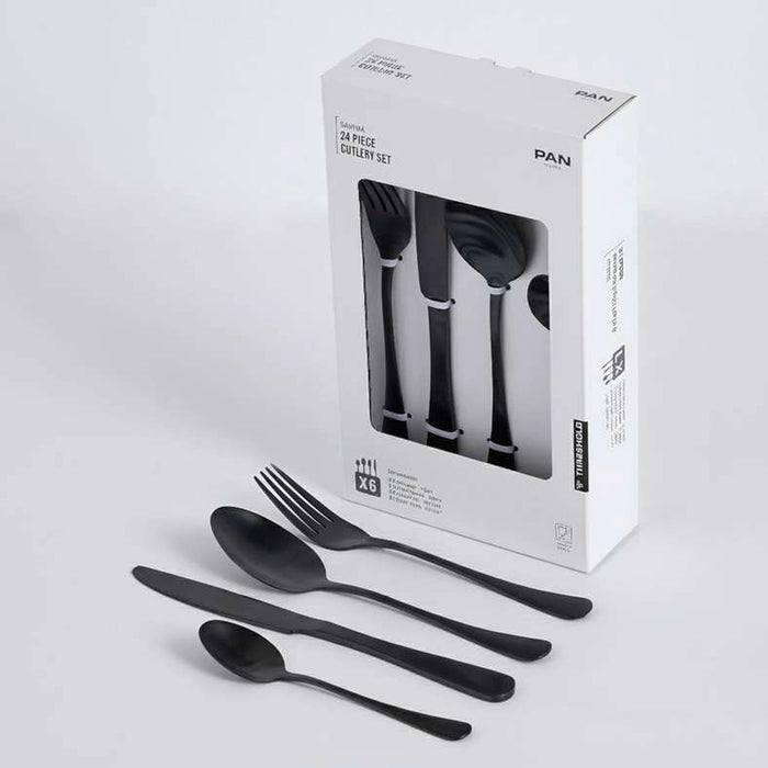 Savina 24-Piece Cutlery Set -Black