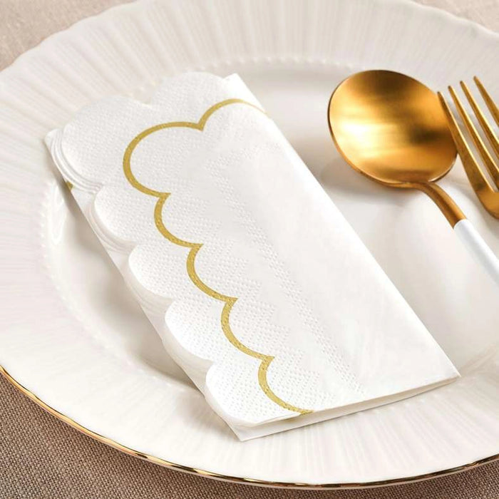 Scallop Border S/30 Paper Napkin - Gold