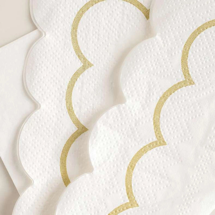 Scallop Border S/30 Paper Napkin - Gold
