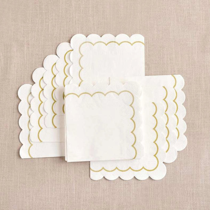 Scallop Border S/30 Paper Napkin - Gold