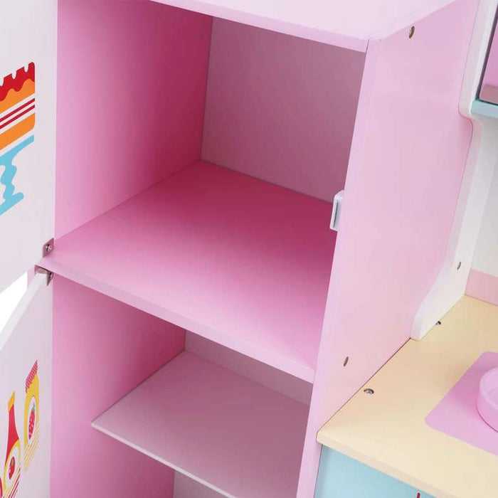 Scarlet Kids Wooden Kitchen Set With Refrigerator 101X30X101Cm - Pink