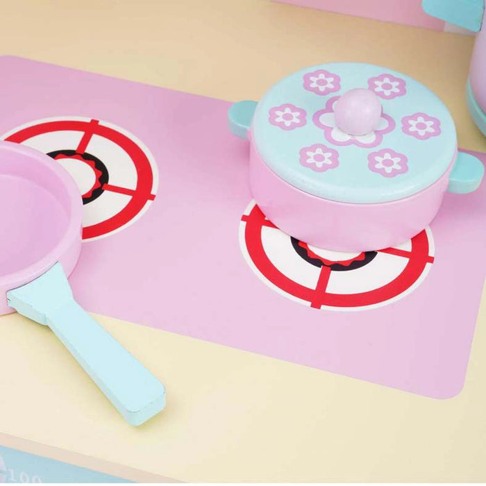 Scarlet Kids Wooden Kitchen Set With Refrigerator 101X30X101Cm - Pink