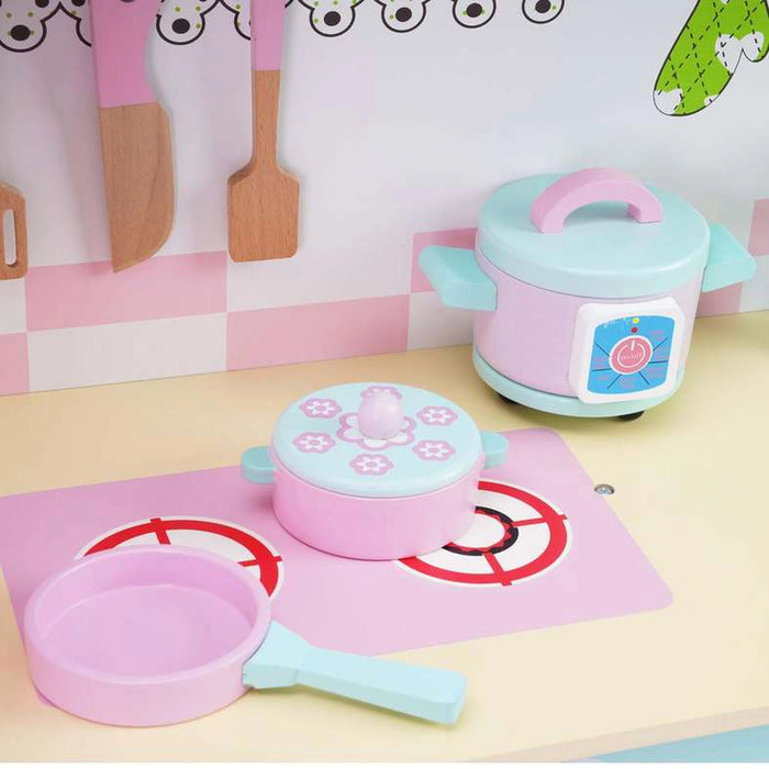 Scarlet Kids Wooden Kitchen Set With Refrigerator 101X30X101Cm - Pink