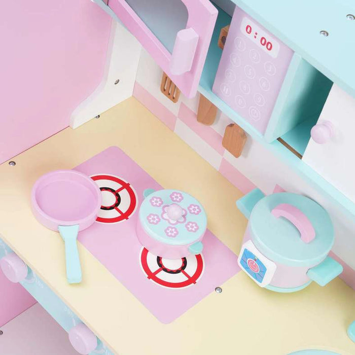 Scarlet Kids Wooden Kitchen Set With Refrigerator 101X30X101Cm - Pink