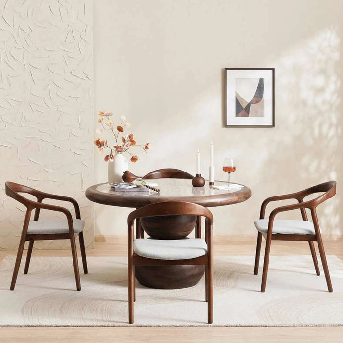 Scepter 4 Seater Round Dining Table Marble - Brown