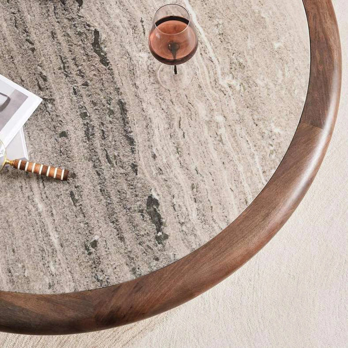 Scepter 4 Seater Round Dining Table Marble - Brown