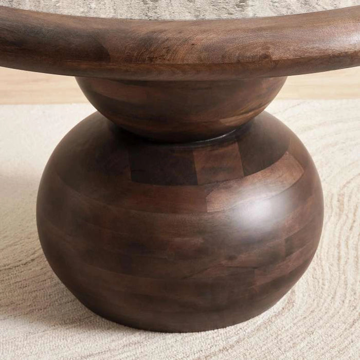 Scepter 4 Seater Round Dining Table Marble - Brown