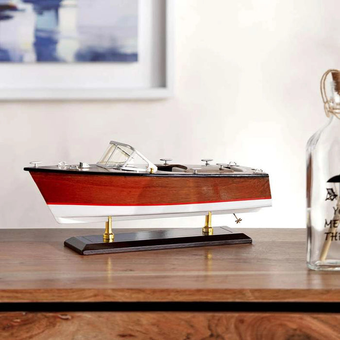 Sea Phantom Wooden Boat Decor 35X12.5X14Cm - Brown