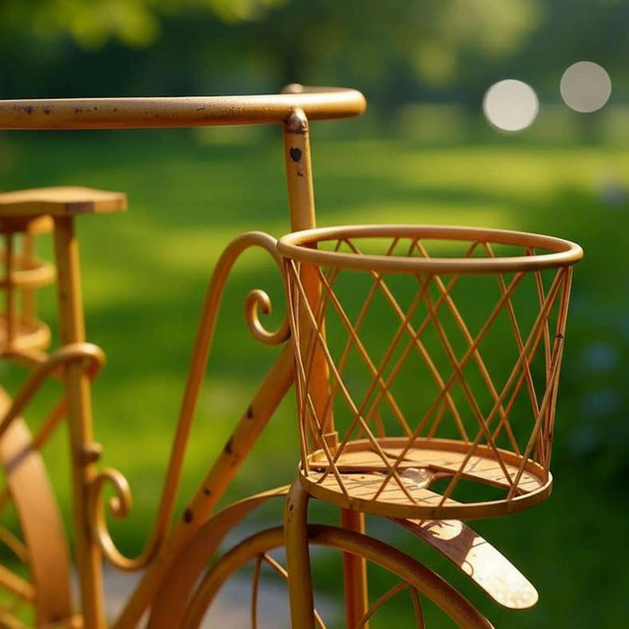 Secoya Metal Bicycle 2 Pots Planter Stand 105X28X73Cm - Yellow