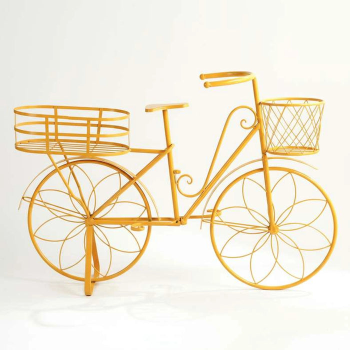Secoya Metal Bicycle 2 Pots Planter Stand 105X28X73Cm - Yellow