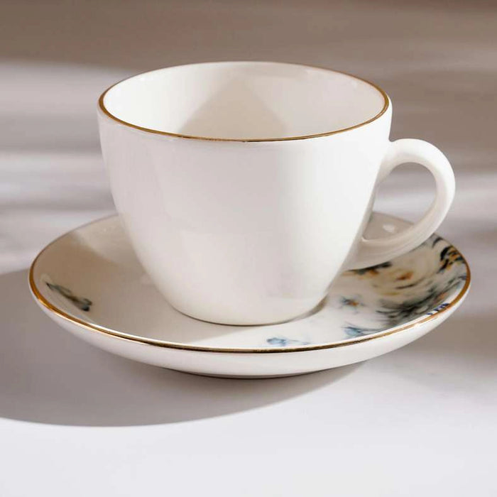 Seda Porcelain Espresso Cup & Saucer 85Ml -White