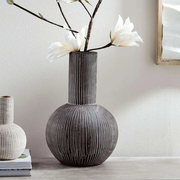 Selina Stoneware Vase With Tall Neck 26X26X40.3Cm - Black