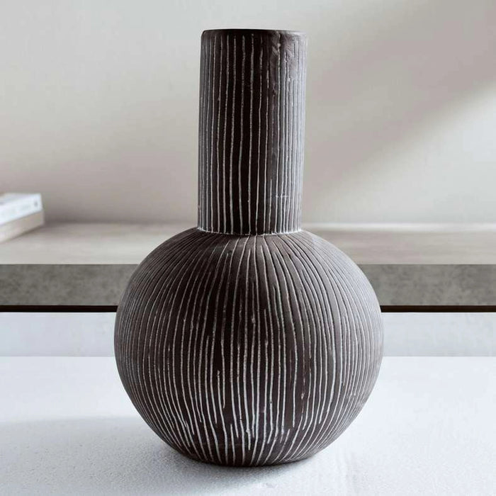 Selina Stoneware Vase With Tall Neck 26X26X40.3Cm - Black