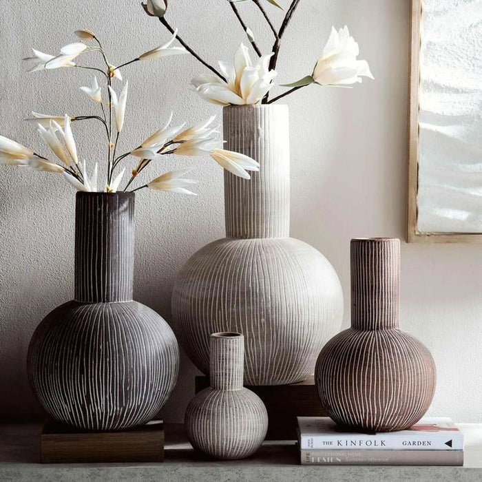 Selina Stoneware Vase With Tall Neck 31.1X31.1X50Cm - Brown