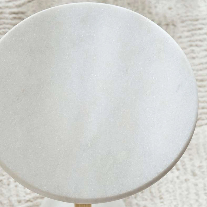 Semyon Drink Table Marble - White & Antique Gold