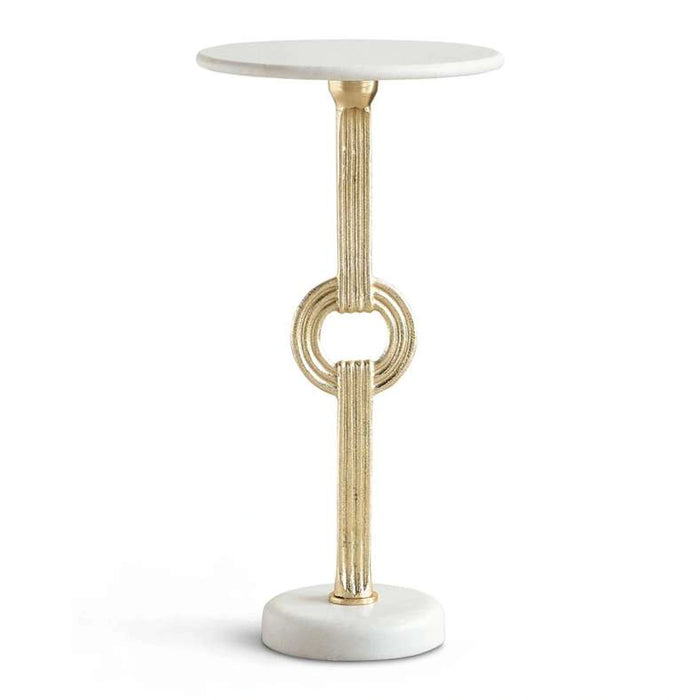 Semyon Drink Table Marble - White & Antique Gold