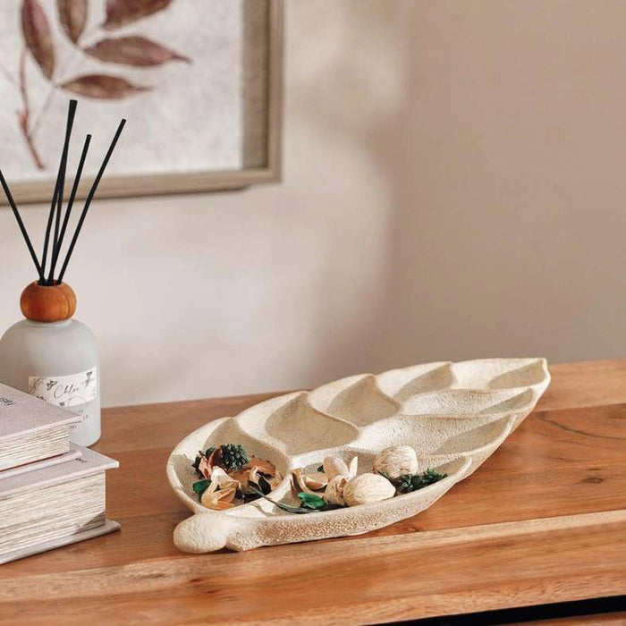 Sena Resin Leaf Tray 46.7X20.5X4.3Cm - Beige