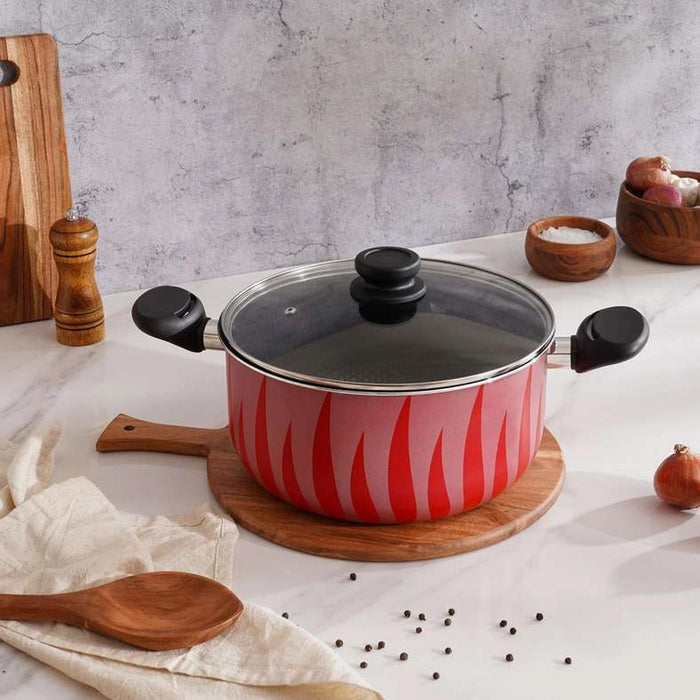 Senstan Flame Cooking Pot With Lid Dia26Cm -Red