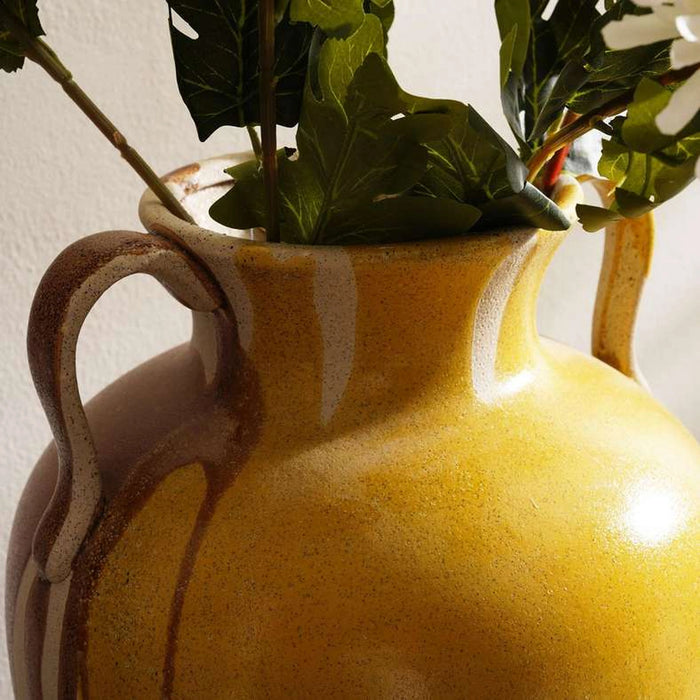 Seren Ceramic Vase With Handles 33.7X33.7X45Cm- Yellow