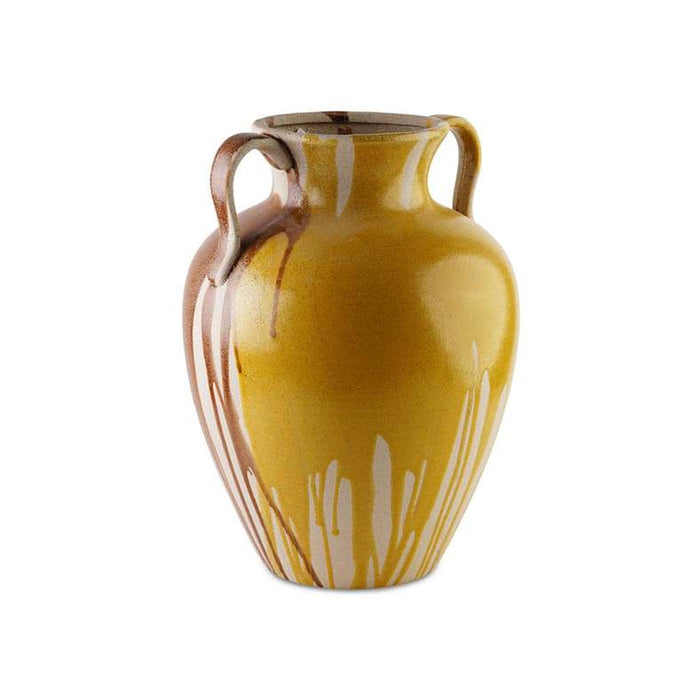Seren Ceramic Vase With Handles 33.7X33.7X45Cm- Yellow