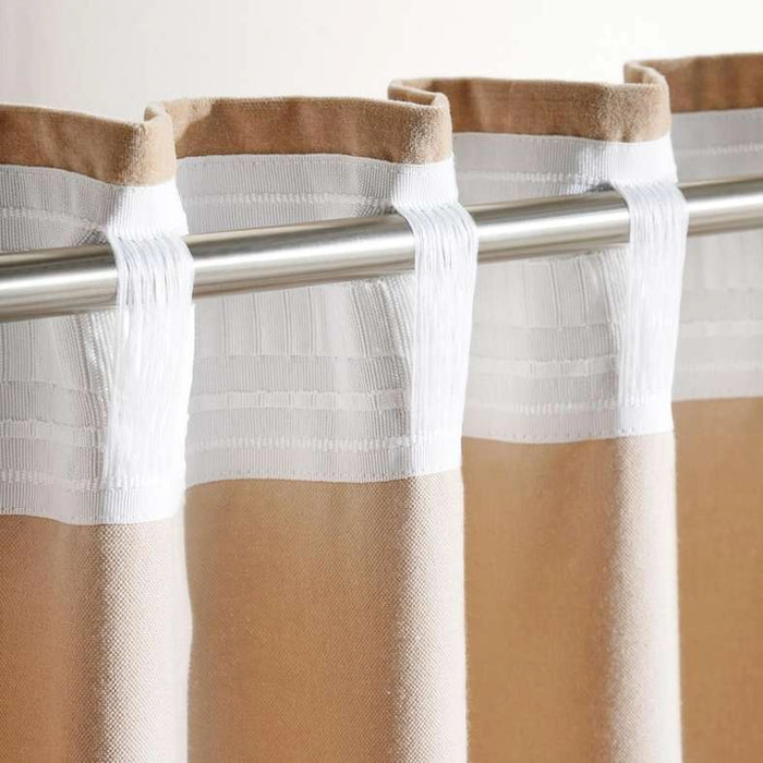 Serena Cotton Velvet Curtain Pair With Heading Tape-135X240- Beige