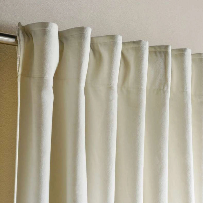 Serena Cotton Velvet Curtain Pair With Heading Tape-135X240- Cream