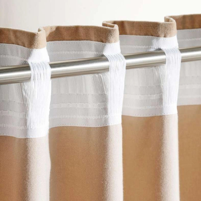 Serena Cotton Velvet Curtain Pair With Heading Tape-135X300- Beige