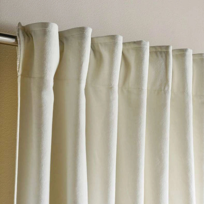 Serena Cotton Velvet Curtain Pair With Heading Tape-135X300- Cream