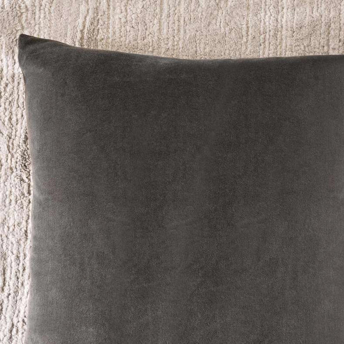 Serena Cotton Velvet Cushion Cover-50X50 Cm- Charcoal