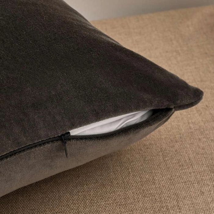 Serena Cotton Velvet Cushion Cover-50X50 Cm- Charcoal