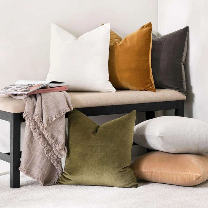 Serena Cotton Velvet Cushion Cover-50X50 Cm- Charcoal