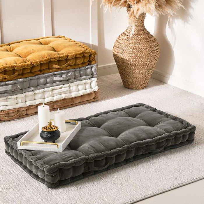 Serena Cotton Velvet Pallet Cushion-60X120X12Cm- Charcoal