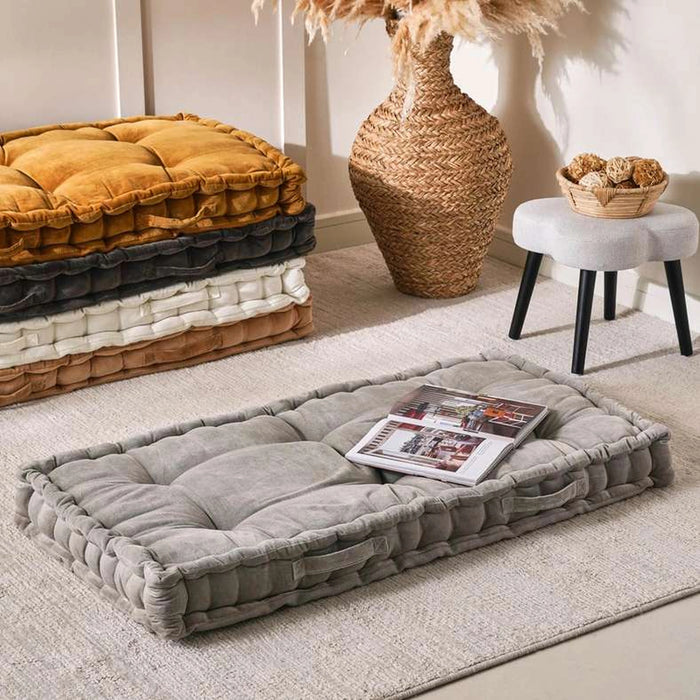 Serena Cotton Velvet Pallet Cushion-60X120X12Cm- Grey