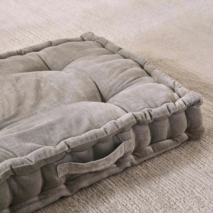 Serena Cotton Velvet Pallet Cushion-60X120X12Cm- Grey