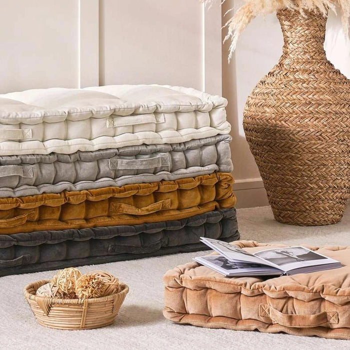 Serena Cotton Velvet Pallet Cushion-60X120X12Cm- Grey