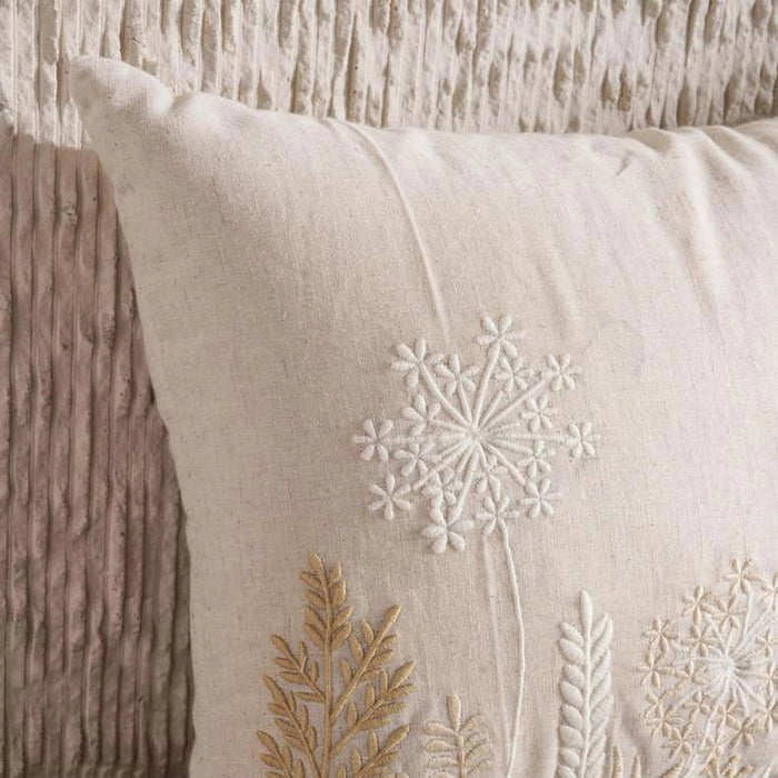 Serena Hand Embroidered Down Alternative Filled Cushion 35X50Cm - Natural