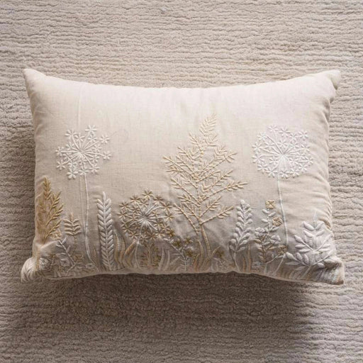 Serena Hand Embroidered Down Alternative Filled Cushion 35X50Cm - Natural PAN HOME