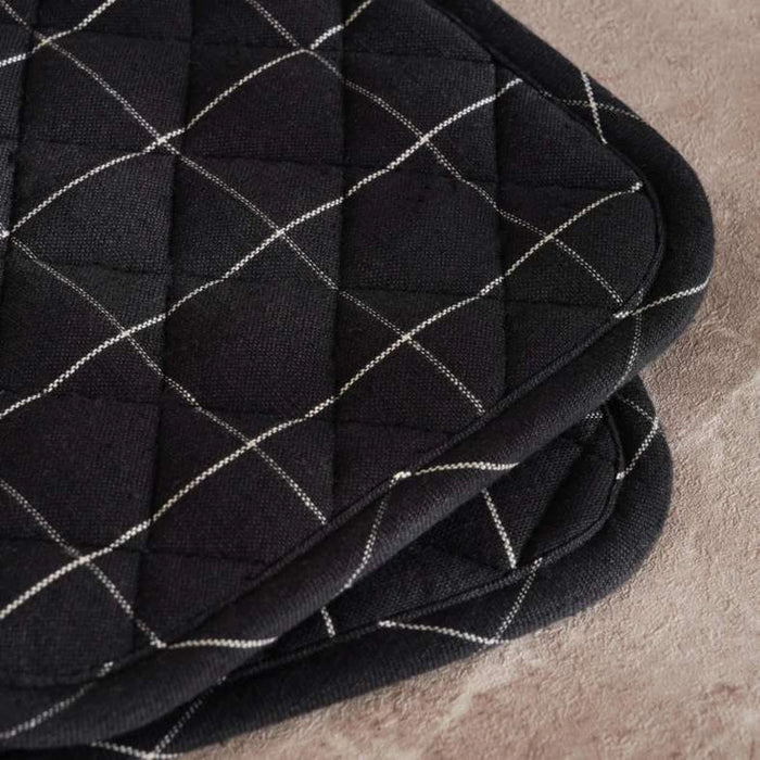 Serene Check 2 Piece Potholder Set 20X20Cm - Black