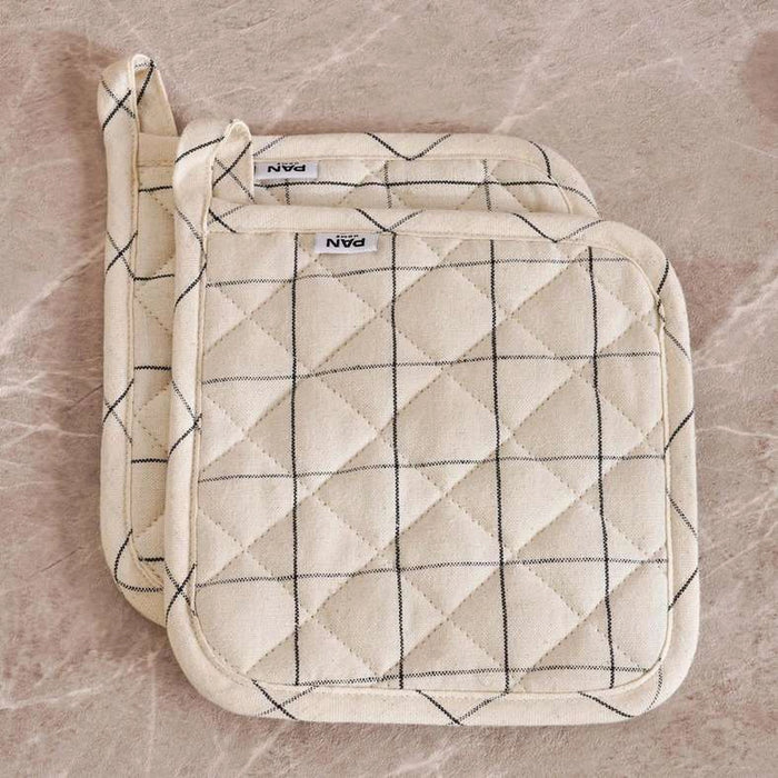 Serene Check 2 Piece Potholder Set 20X20Cm - Natural