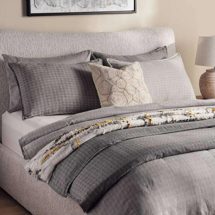 Serene Check 3-Piece King Duvet Cover Set 230X220Cm - Silver Grey