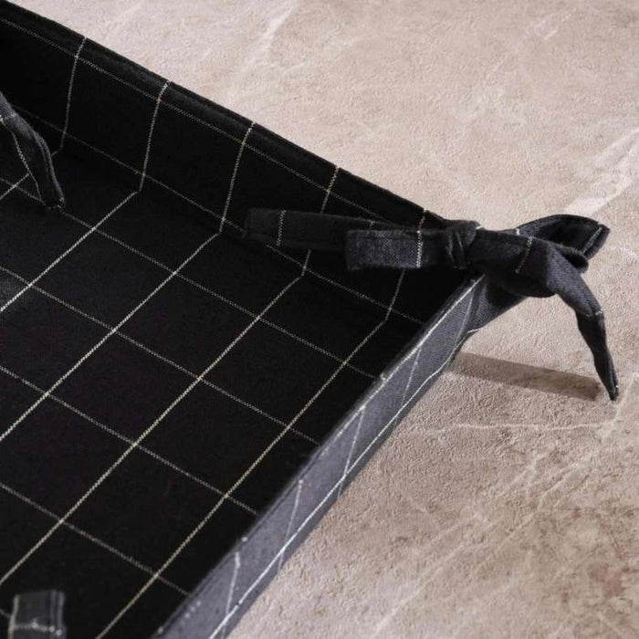 Serene Check Bread Basket 35X35cm - Black Pan Home