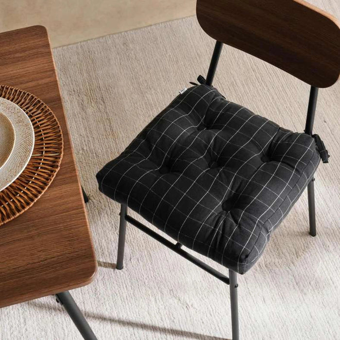 Serene Check Chairpad 7Cm - Black Pan Home