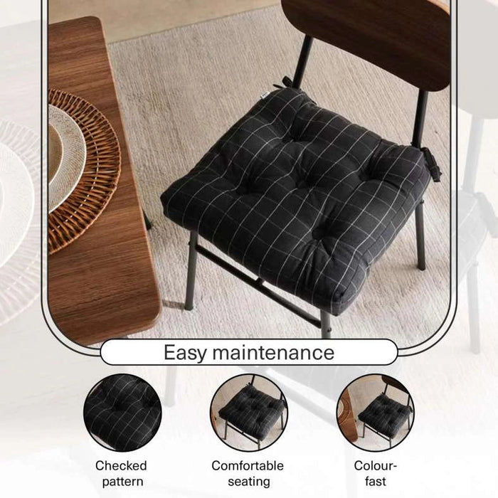 Serene Check Chairpad 7Cm - Black Pan Home