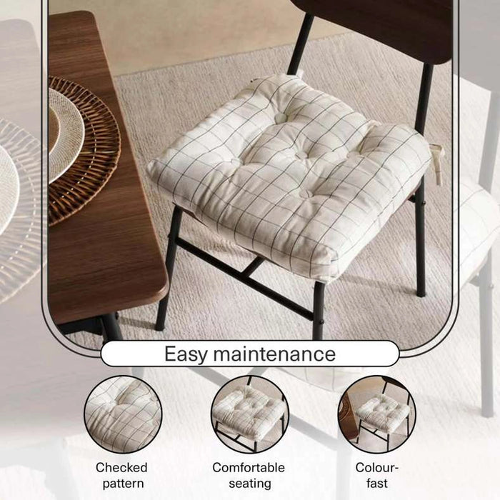 Serene Check Chairpad 40X40X7Cm - Natural