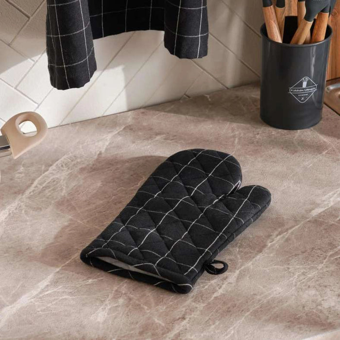 Serene Check Ovenmitten 17X30cm - Black