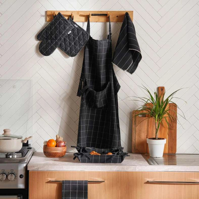 Serene Check Ovenmitten 17X30cm - Black