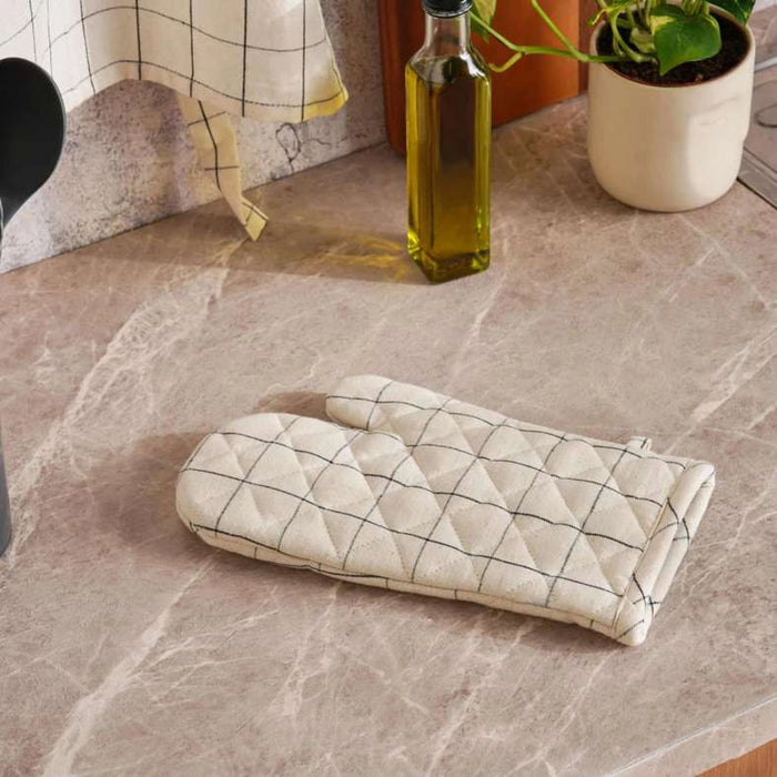 Serene Check Ovenmitten - Natural
