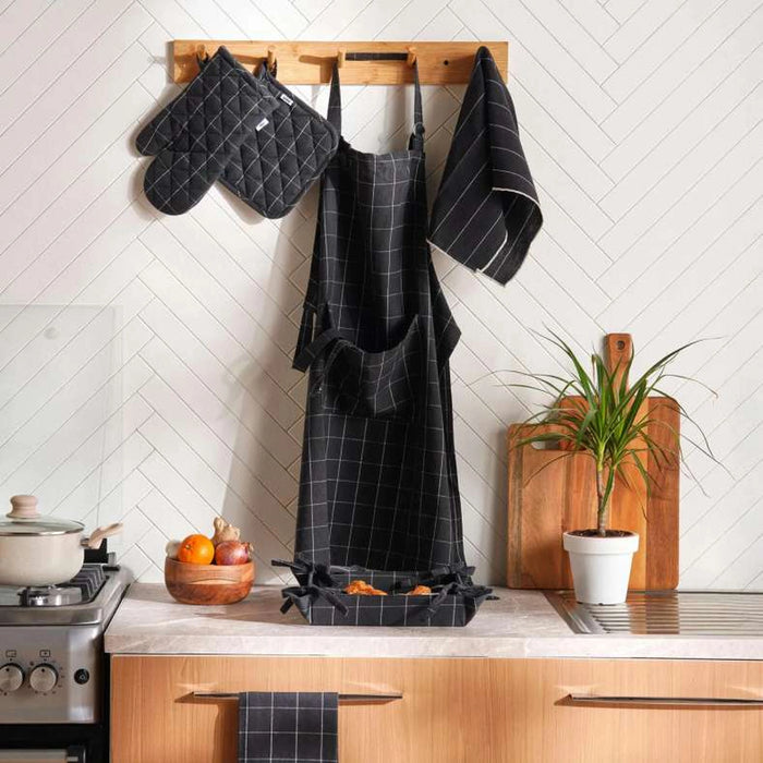 Serene Checks Apron 63X80Cm - Black