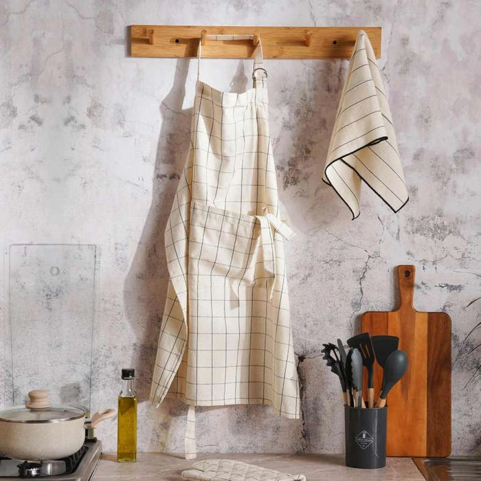 Serene Checks Apron 63X80Cm - Natural